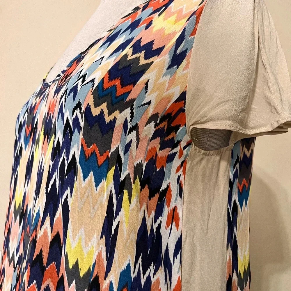 Women’s Anthropologie Maeve multi colored sheer business casual top art to‎ wear